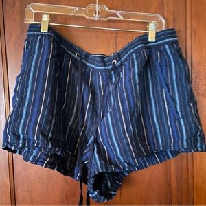 EUC blue striped linen blend shorts